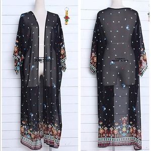 NWT LONG FLORAL BEACH COVER UP, ONE SIZE 6-18